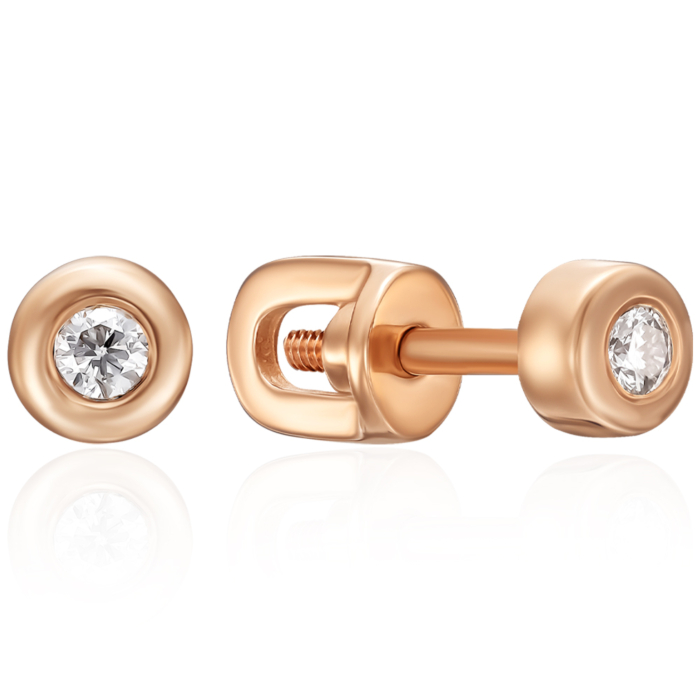 Золоті пусети з діамантом. Артикул 50849/01/0/8581