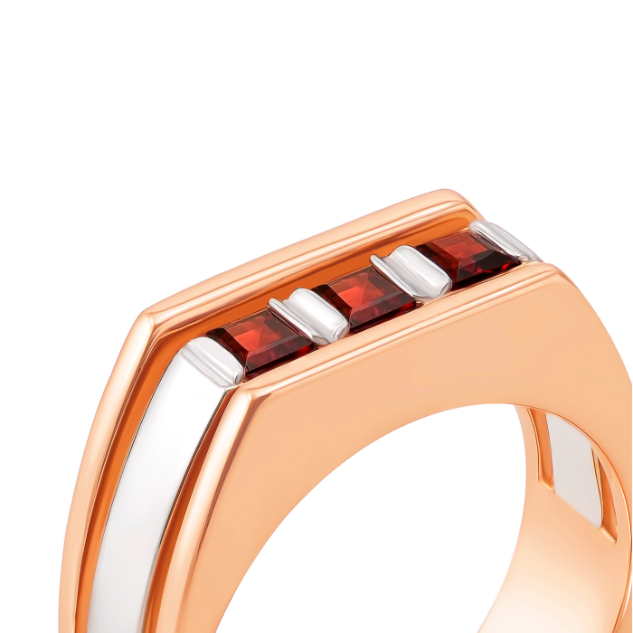 Золота печатка з гранатом. Артикул 51013/гр