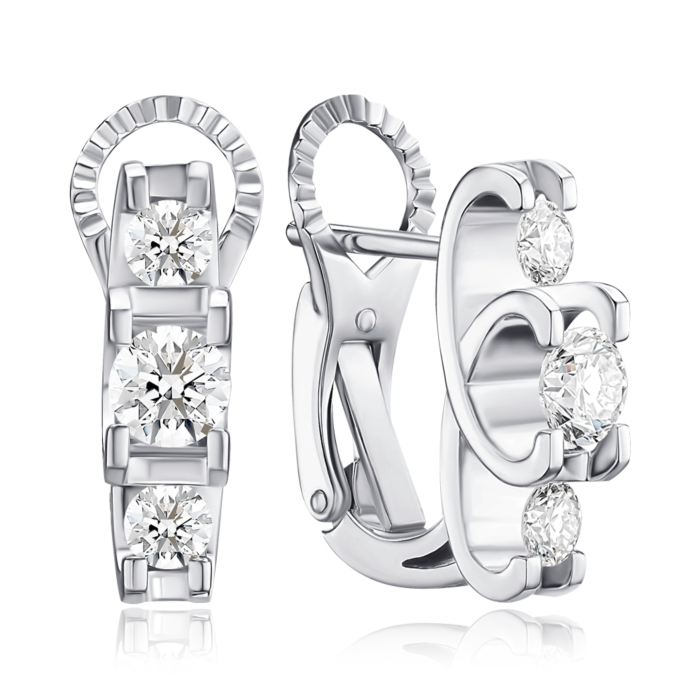 Золоті сережки з екодіамантами. Артикул 51775-L/02/1/11913