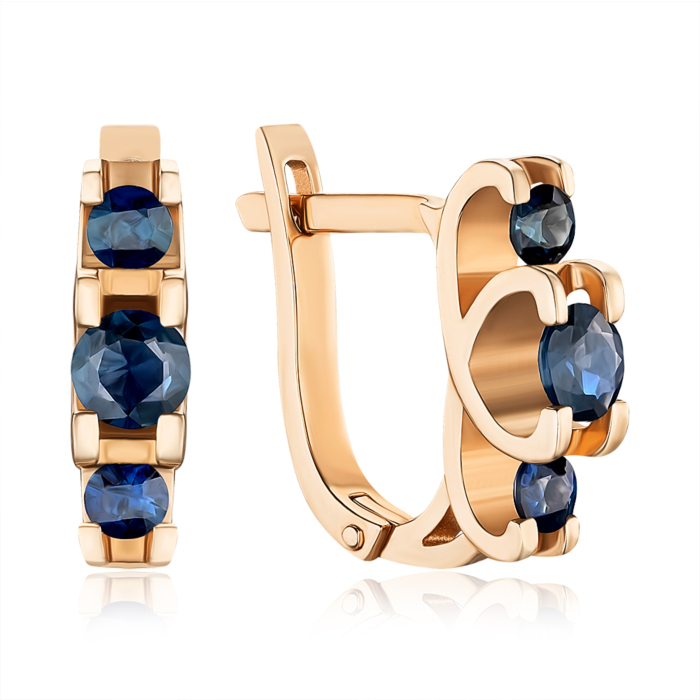 Золоті сережки з сапфірами. Артикул 51775/01/0/8269