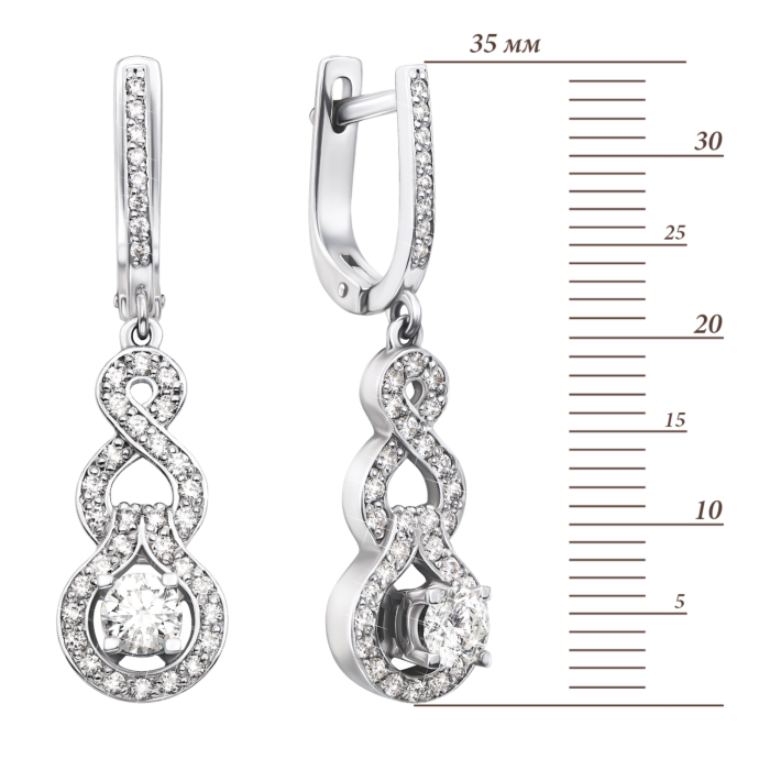 Золоті сережки-підвіски з діамантами. Артикул 51805/02/1/8428 (51805/4.5б)