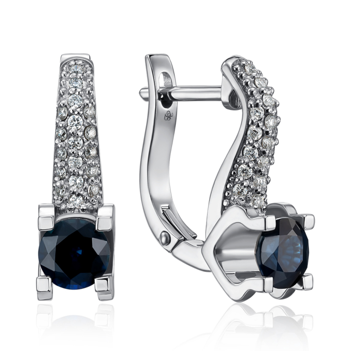 Золоті сережки з сапфірами і діамантами. Артикул 51831/1б сап