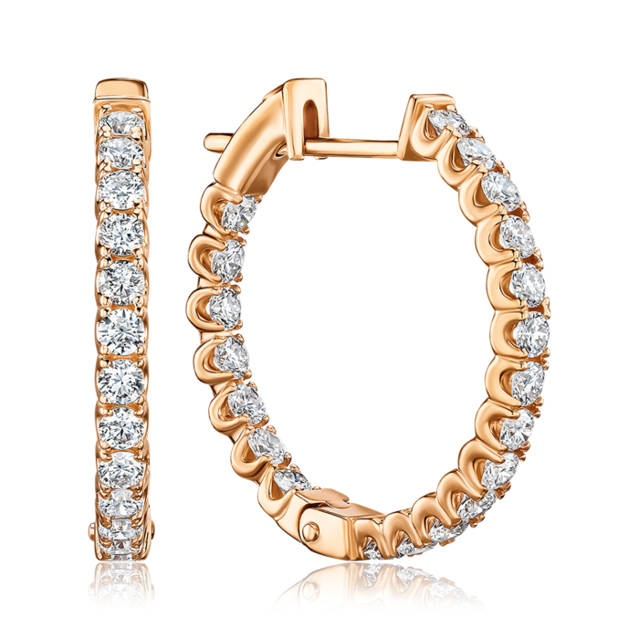 Золоты серьги-конго с экобриллиантами. Артикул 51840-L/01/0/11911