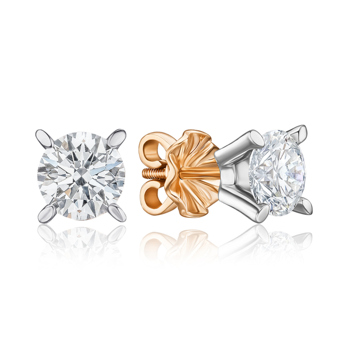 Золотые серьги с экобриллиантами. Артикул 51848-6-L/14/1/11923