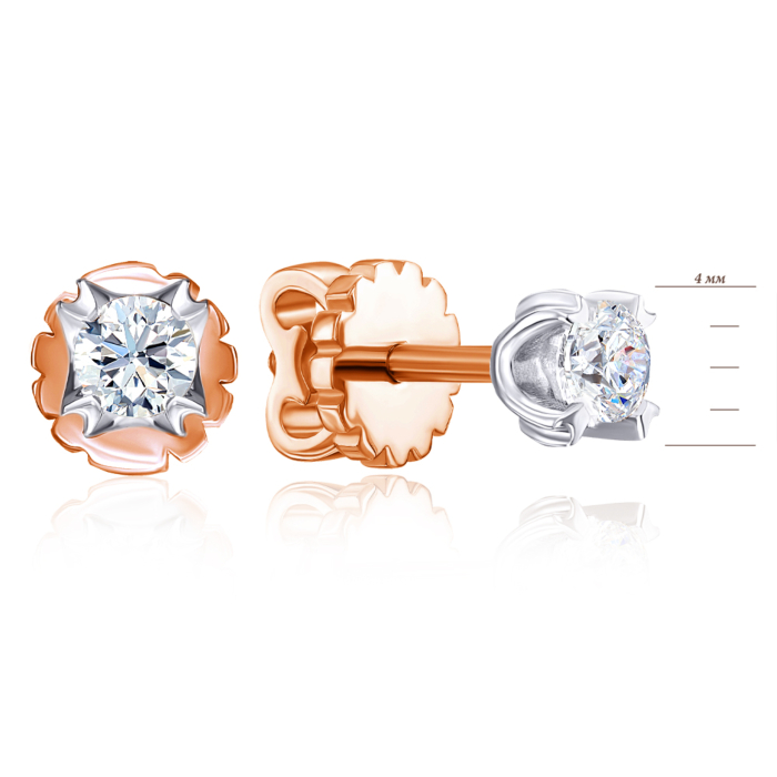 Золотые пуссеты с бриллиантами. Артикул 51896/3