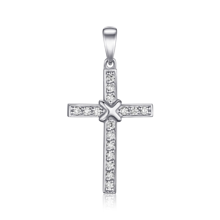 Крест из белого золота с бриллиантами 51907/02/1/8582