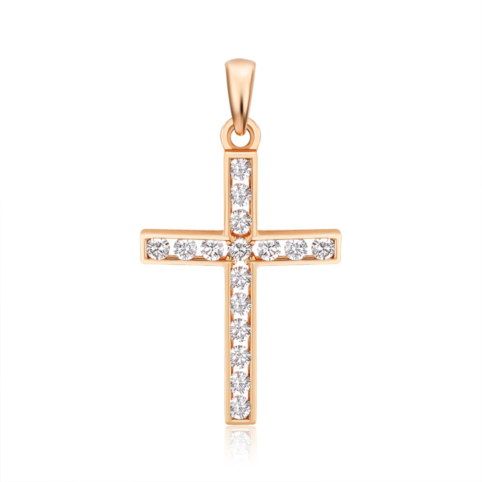 Золотой крестик с бриллиантами. Артикул 51925/01/0/9022