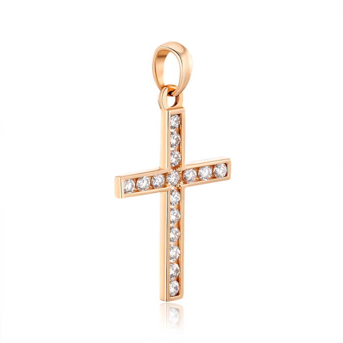 Золотий хрестик з діамантами. Артикул 51925/01/0/9022