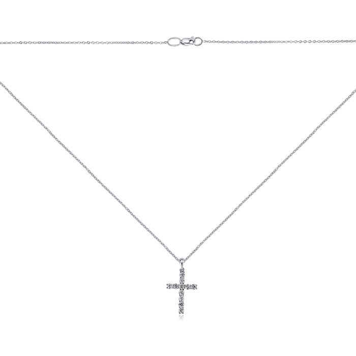 Колье из платины с подвеской крестик с бриллиантами. Артикул 51926/66024-3/07/1/8002