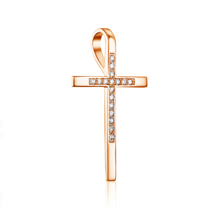 Золотий хрестик з діамантами. Артикул 51941/01/1/9023