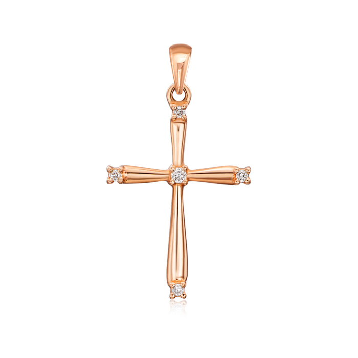 Золотой крестик с бриллиантами. Артикул 51956/01/0/9223
