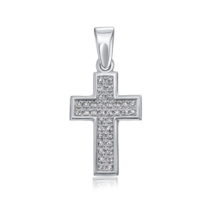 Золотий хрестик з діамантами. Артикул 51967/02/1/9107