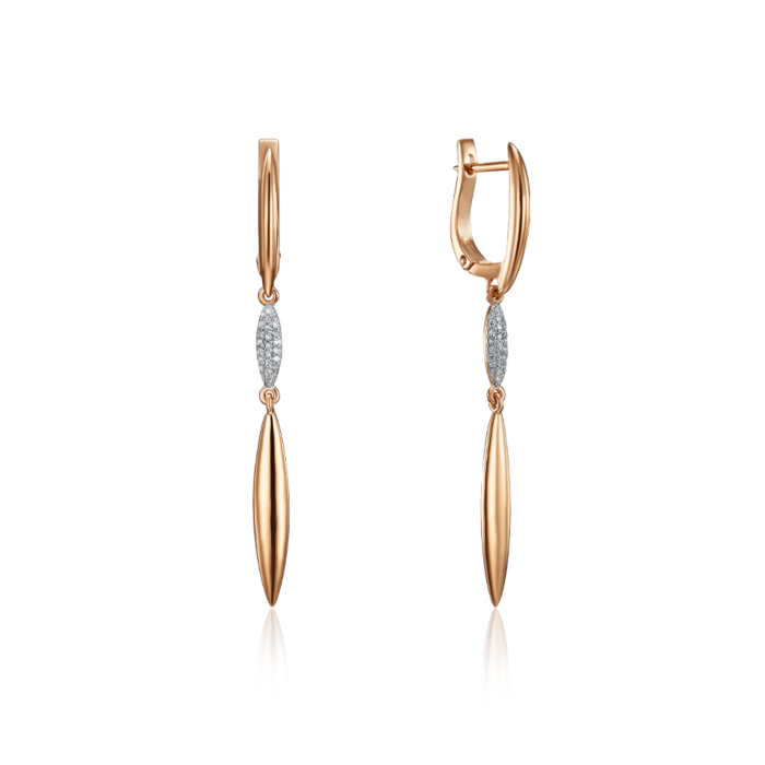 Золотые серьги-подвески с бриллиантами. Артикуд 520015/01/1/8007