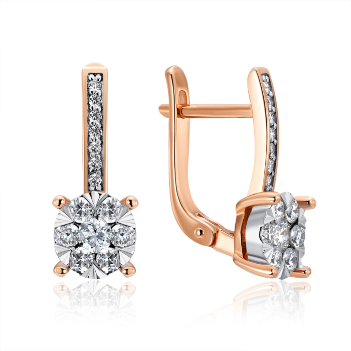 Золоті сережки з діамантами. Артикул 520040/14/1/8117
