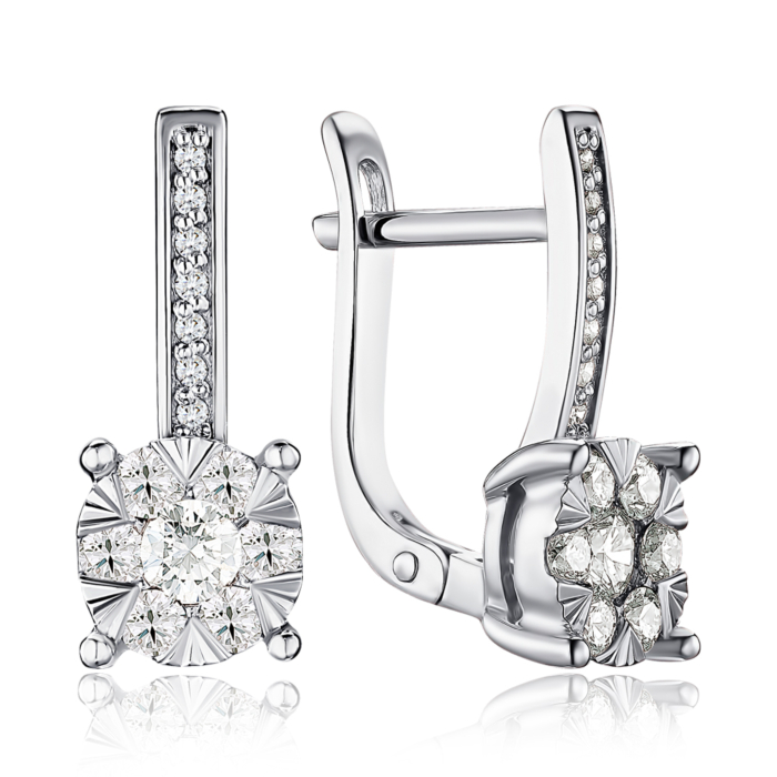 Золоті сережки з діамантами. Артикул 520040/02/1/8117