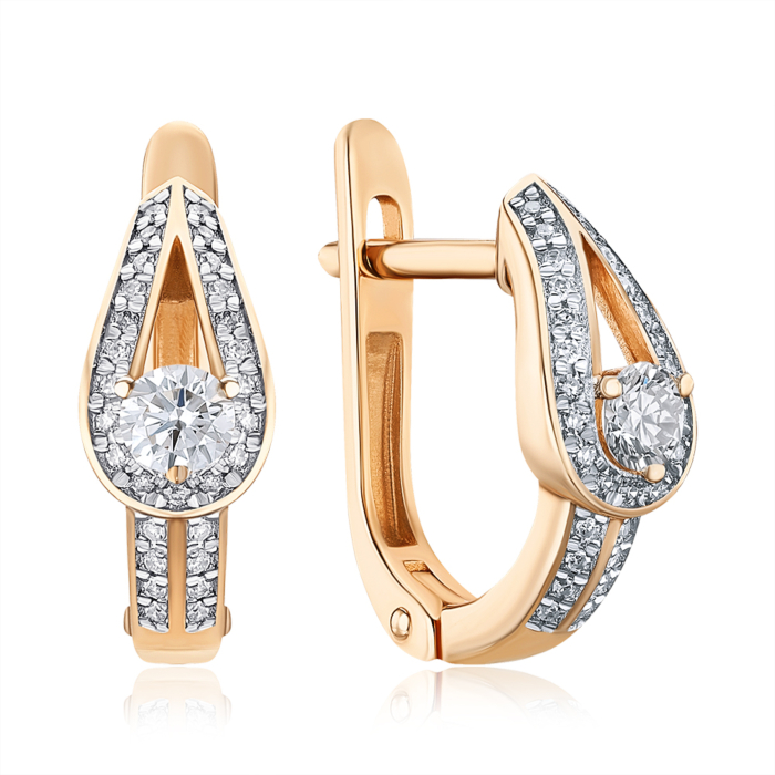 Золоті сережки з діамантами. Артикул 520065/01/1/10365