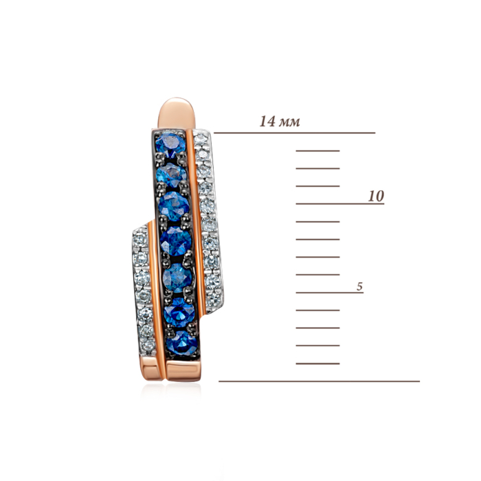 Золоті сережки з сапфірами та діамантами. Артикул 520069/01/1/10356