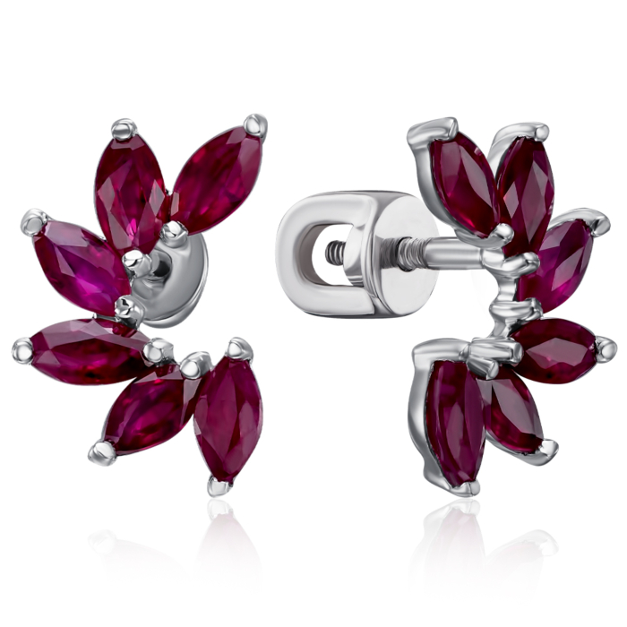 Золоті пусети з рубінами. Артикул 520113/02/1/10621