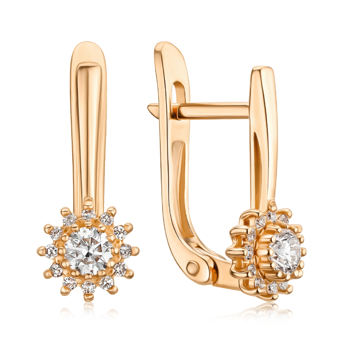 Золотые серьги с бриллиантами 520117/01/0/9746
