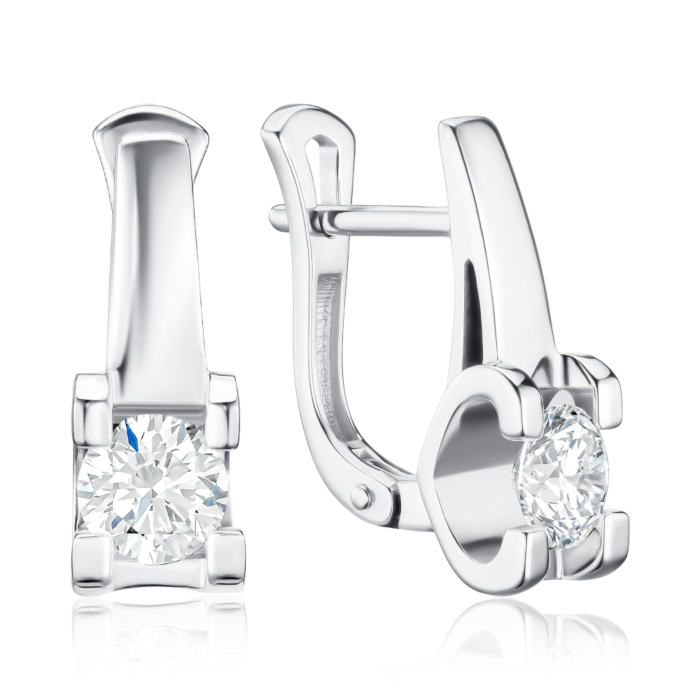 Золоті сережки з екодіамантом. Артикул 520123-L/02/1/11902