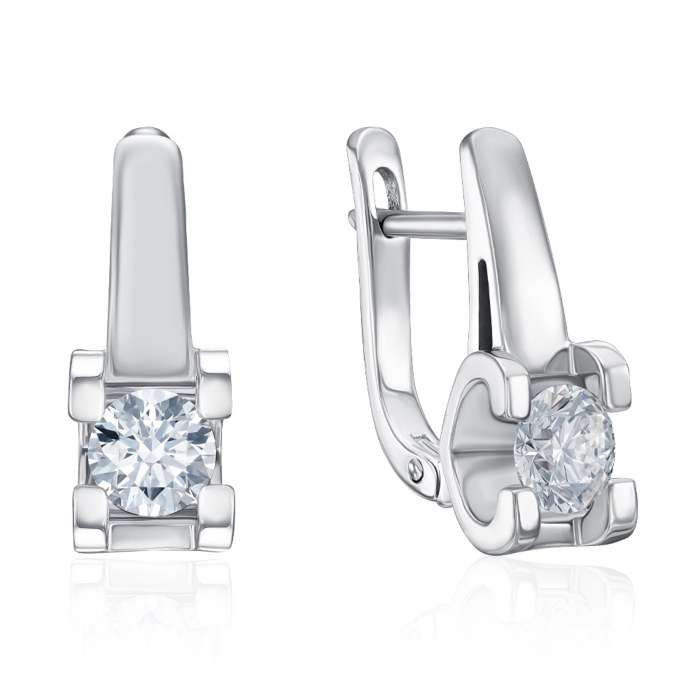 Золотые серьги с бриллиантом. Артикул 520123/02/1/8310