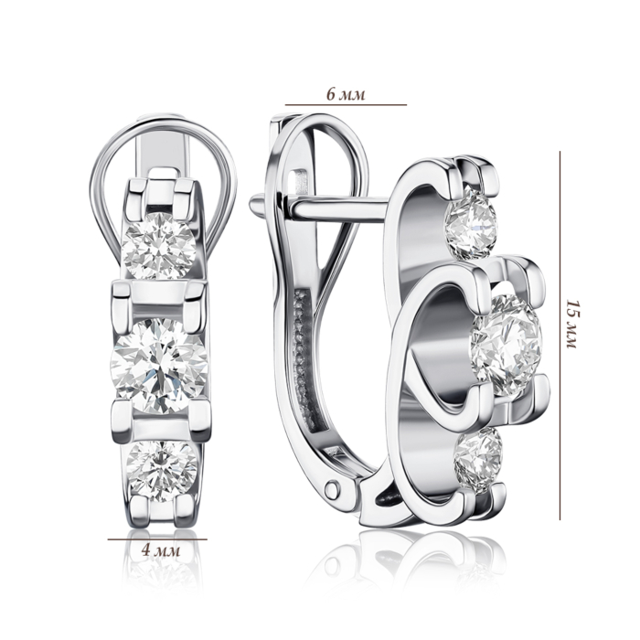 Золотые серьги с бриллиантами 520124/02/1/10976