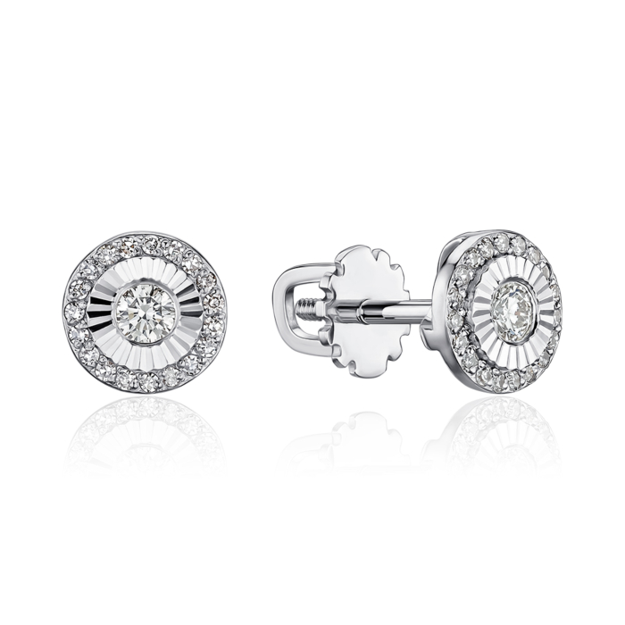 Сережки з білого золота з діамантами 520135/02/1/8558