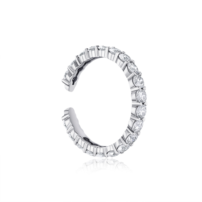 Серьга- каффа из белого золота с бриллиантами 520136/02/1/8563