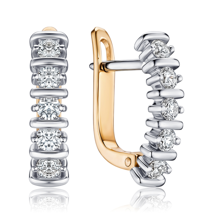 Сережки в комбінованому золоті з діамантами 520144/14/1/11315