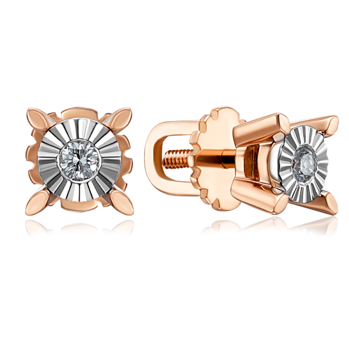 Золоті пусети з діамантом. Артикул 520149/14/3/8063