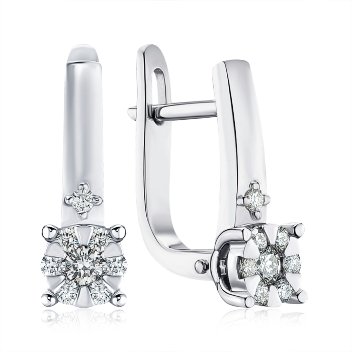 Сережки з білого золота з діамантами 520154/02/1/8578