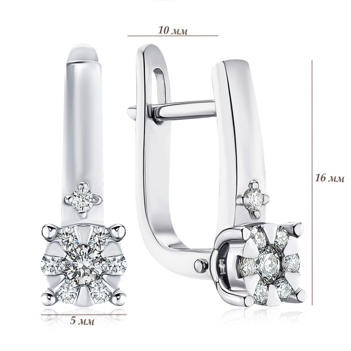 Сережки з білого золота з діамантами 520154/02/1/8578