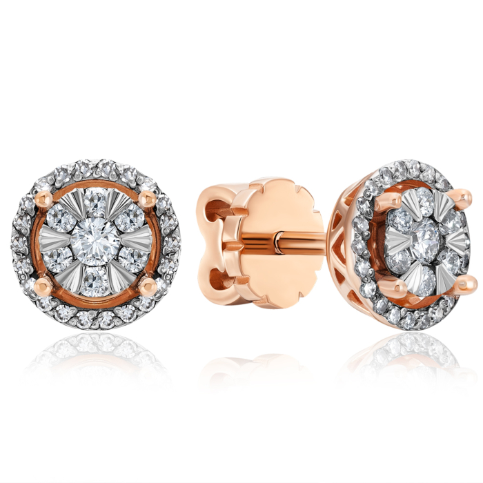 Золоті пусети з діамантами. Артикул 520155/14/1/11333