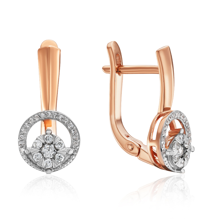 Золоті сережки з діамантами. Артикул 520157/14/1/11333