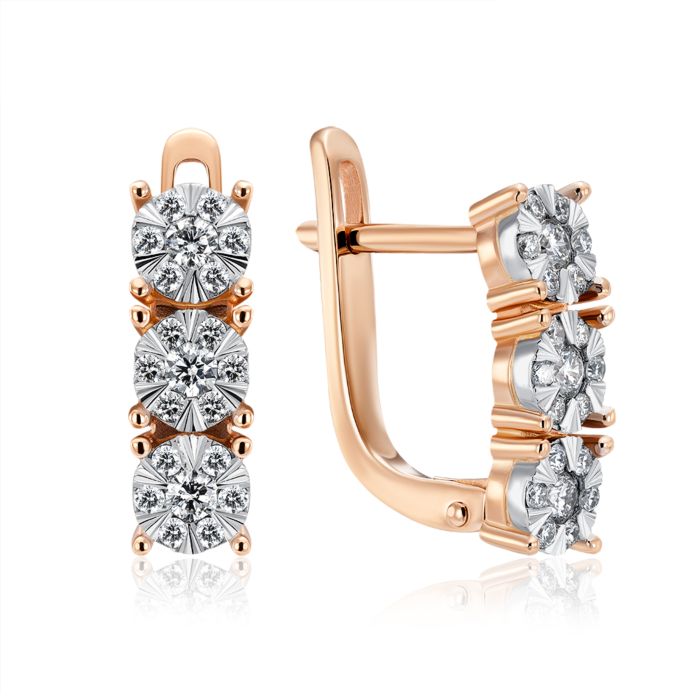 Золоті сережки з діамантами. Артикул 520158/14/1/11332