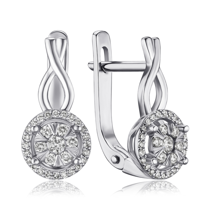 Сережки з білого золота з діамантами 520159/02/1/11358