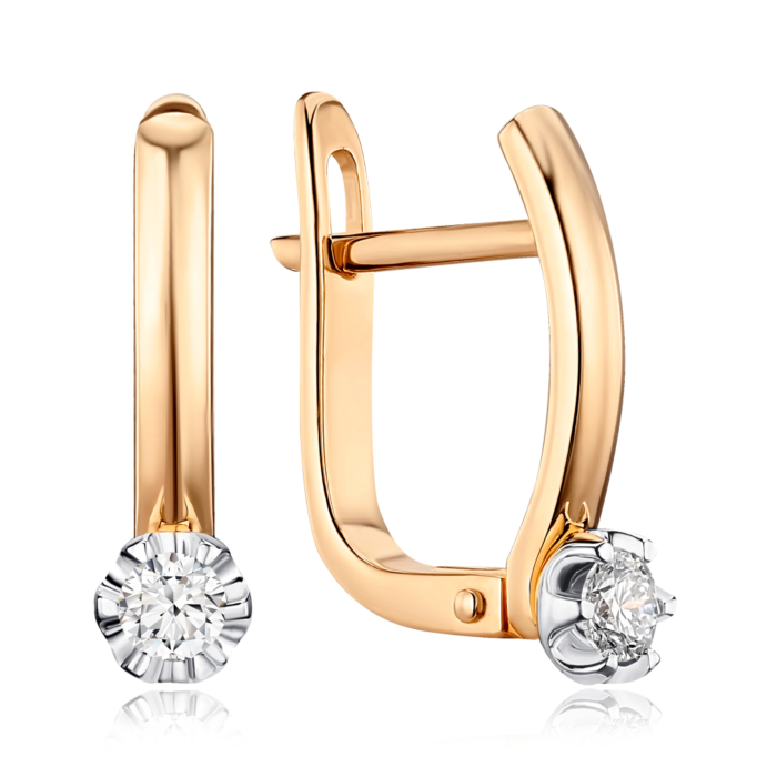 Золотые серьги с бриллиантом. Артикул 520168/14/1/8003