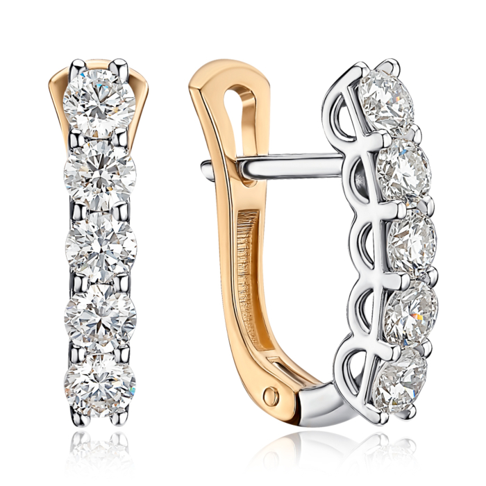 Золотые серьги с экобриллиантами. Артикул 520169-L/14/1/11901