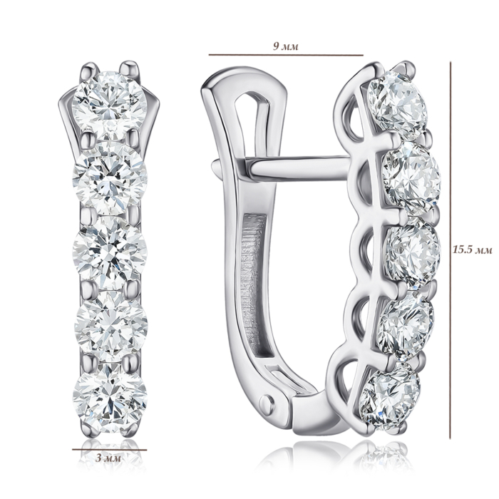 Золоті сережки з екодіамантами. Артикул 520169-L/02/1/11901