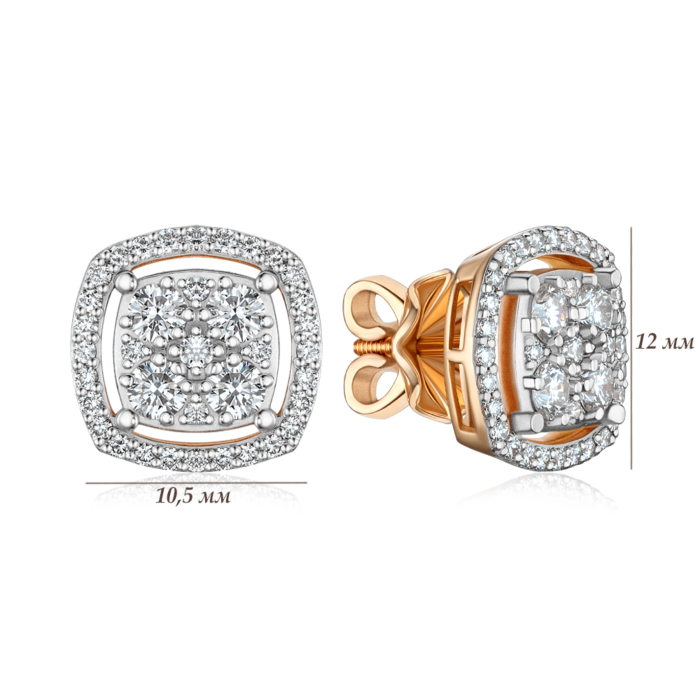 Золотые серьги-пуссеты с бриллиантами 520171/01/1/8233