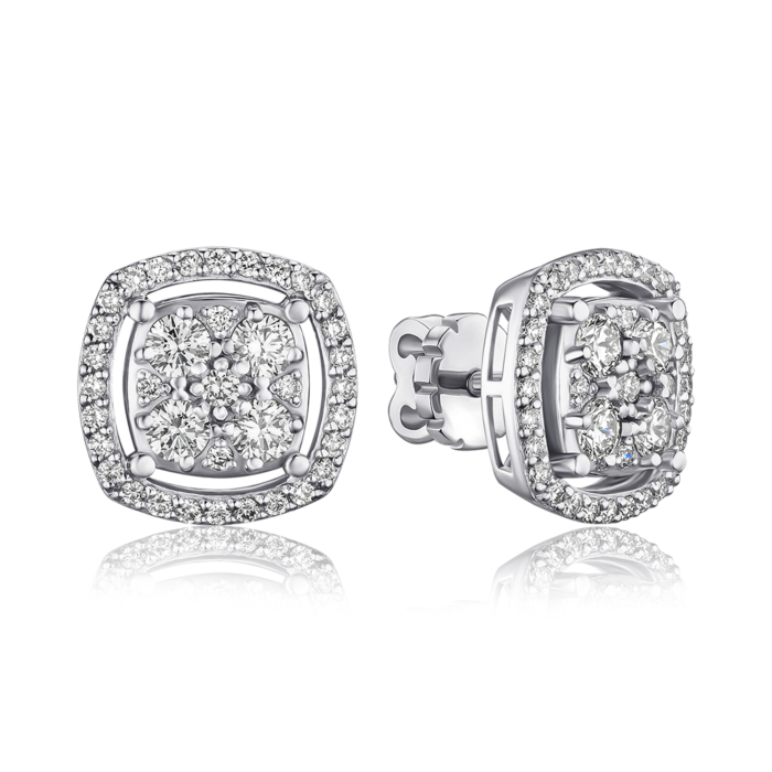 Сережки з білого золота з діамантами 520171/02/1/11027