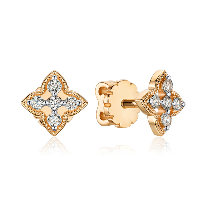 Золотые серьги-пуссеты с бриллиантами 520172/01/1/8566