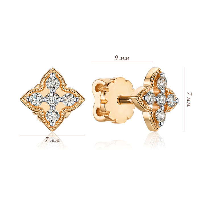 Золотые серьги-пуссеты с бриллиантами 520172/01/1/8566