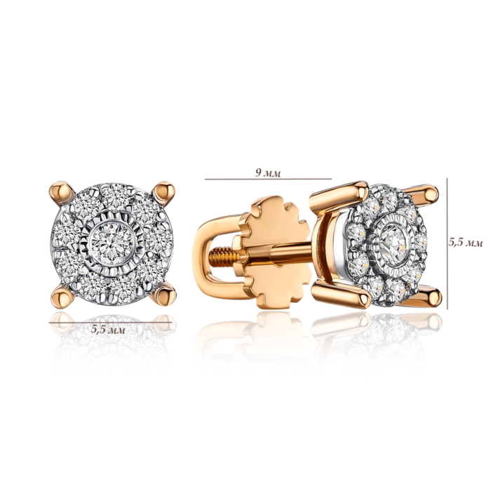Золотые серьги с бриллиантами. Артикул 520176/14/3/8247