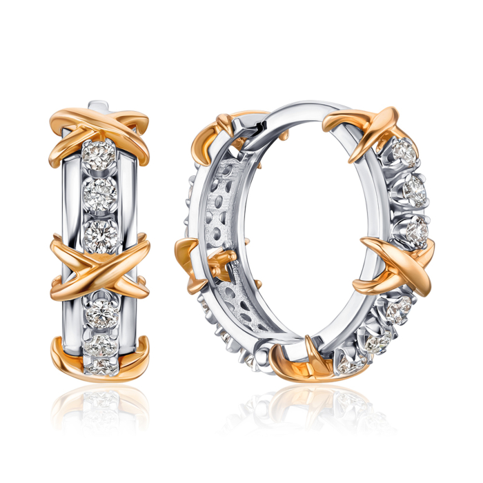 Золоті сережки-конго з діамантами 520184/14/1/8566