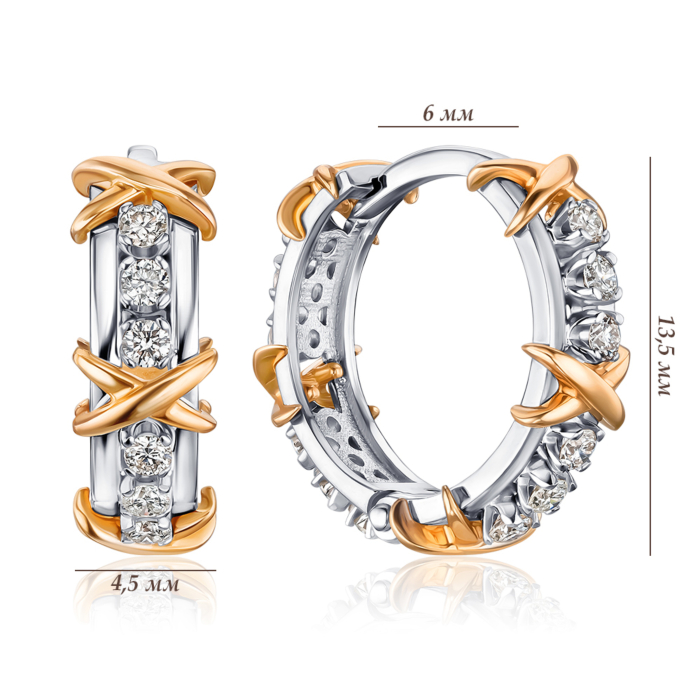 Золоті сережки-конго з діамантами 520184/14/1/8566