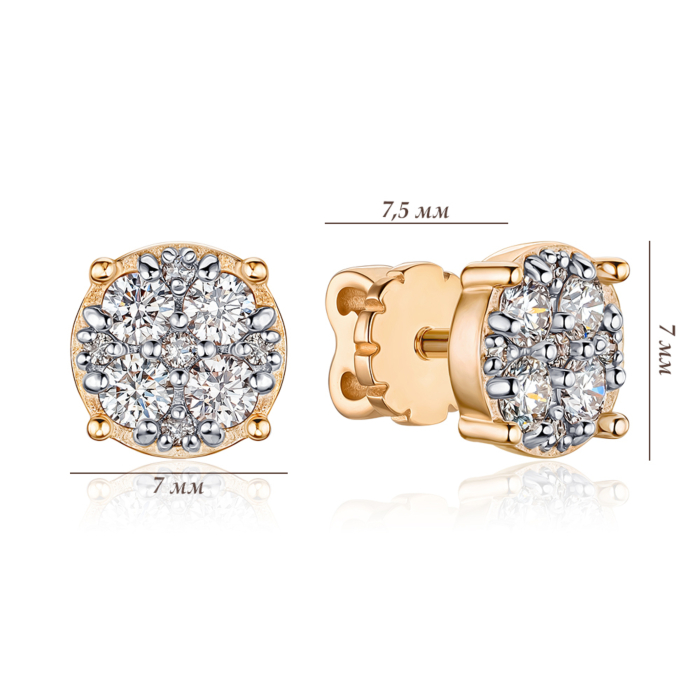 Золоті сережки-пусети з діамантами 520186/01/1/9757