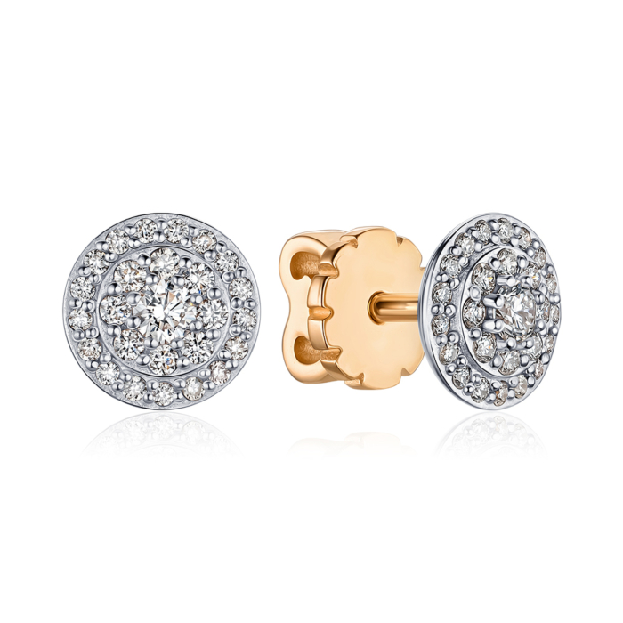 Золотые серьги-пуссеты с бриллиантами 520191/14/1/8068