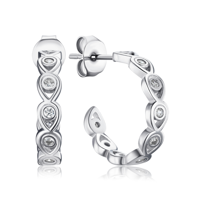 Срібні сережки з фіанітами 520753б