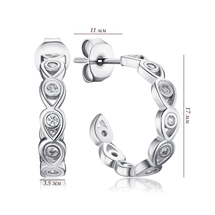 Срібні сережки з фіанітами 520753б